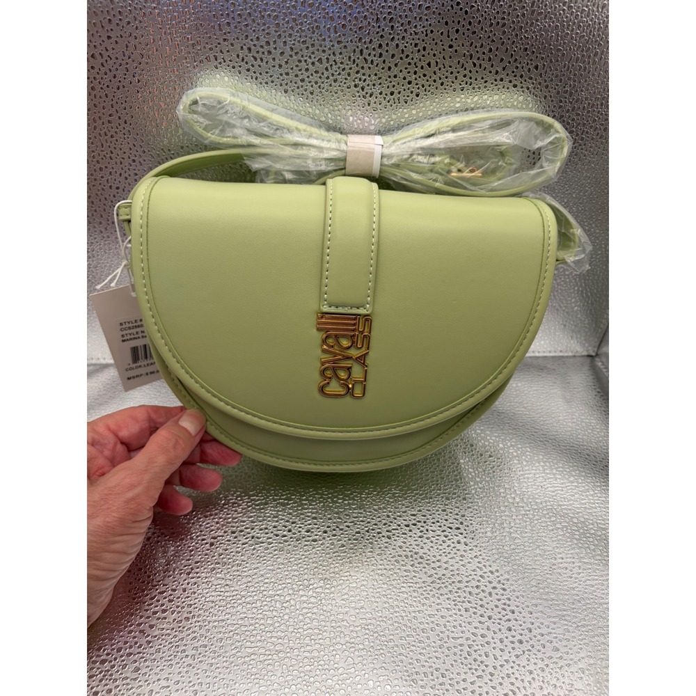 Cavalli Class Marina Saddle Bag Leaf Green Crossbody CC825600101 NEW